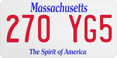MA license plate 270YG5