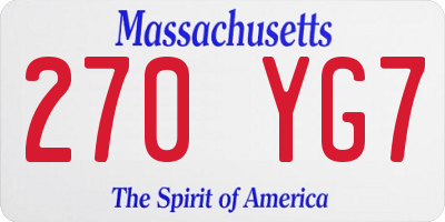 MA license plate 270YG7