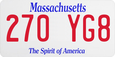 MA license plate 270YG8