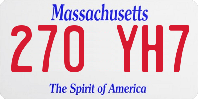 MA license plate 270YH7