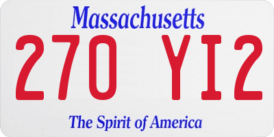 MA license plate 270YI2