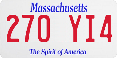 MA license plate 270YI4