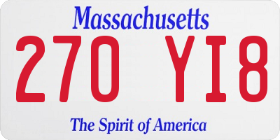 MA license plate 270YI8