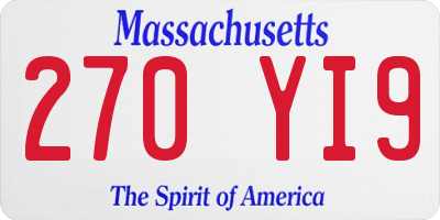 MA license plate 270YI9
