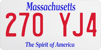 MA license plate 270YJ4