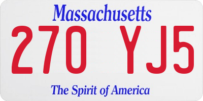 MA license plate 270YJ5