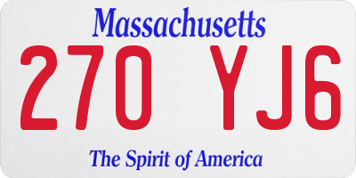 MA license plate 270YJ6