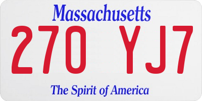 MA license plate 270YJ7