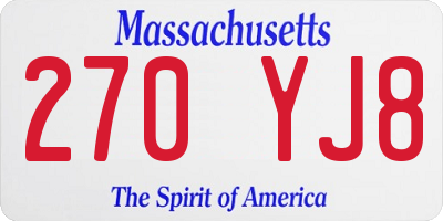 MA license plate 270YJ8