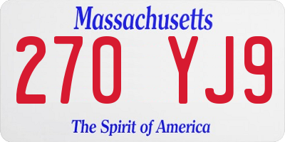 MA license plate 270YJ9
