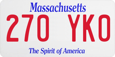 MA license plate 270YK0