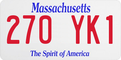 MA license plate 270YK1