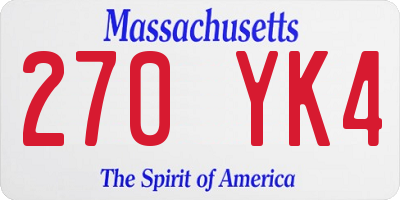 MA license plate 270YK4