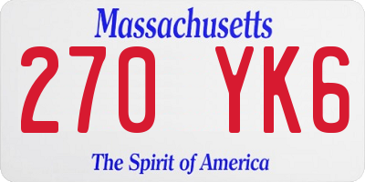 MA license plate 270YK6