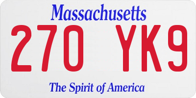 MA license plate 270YK9