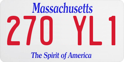 MA license plate 270YL1