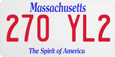MA license plate 270YL2