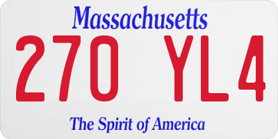 MA license plate 270YL4
