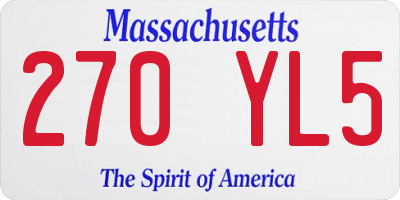 MA license plate 270YL5