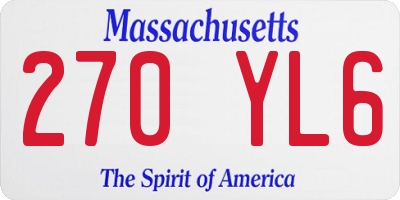 MA license plate 270YL6