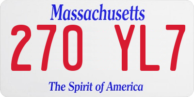 MA license plate 270YL7