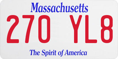 MA license plate 270YL8