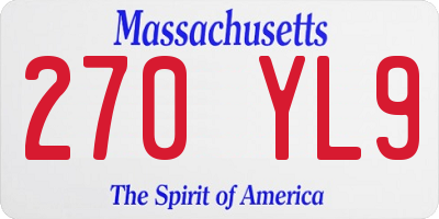 MA license plate 270YL9