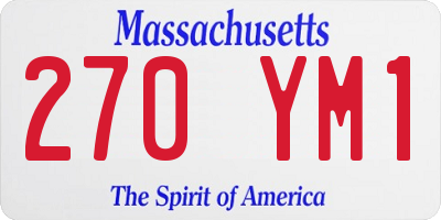 MA license plate 270YM1