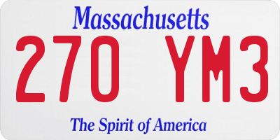 MA license plate 270YM3