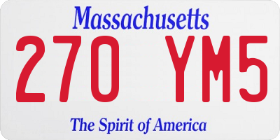 MA license plate 270YM5
