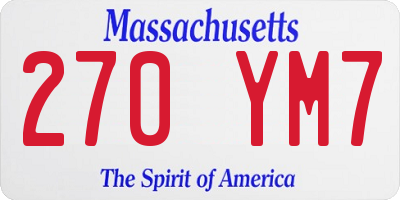 MA license plate 270YM7