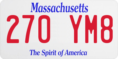 MA license plate 270YM8
