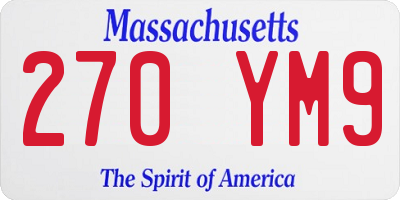 MA license plate 270YM9