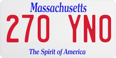MA license plate 270YN0