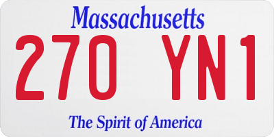 MA license plate 270YN1