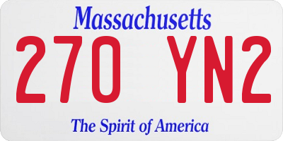 MA license plate 270YN2