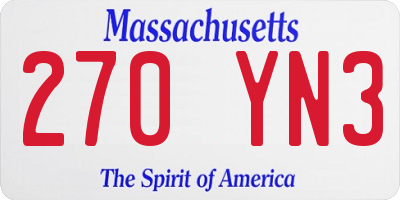 MA license plate 270YN3