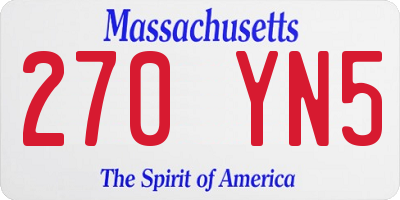 MA license plate 270YN5
