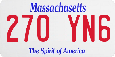 MA license plate 270YN6