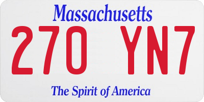 MA license plate 270YN7