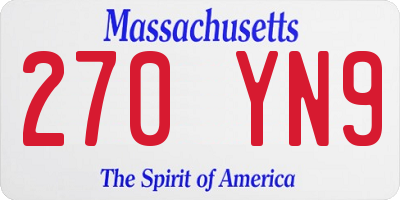 MA license plate 270YN9