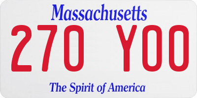MA license plate 270YO0