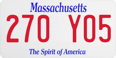 MA license plate 270YO5