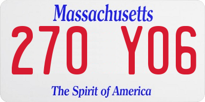 MA license plate 270YO6