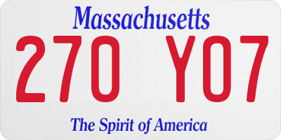 MA license plate 270YO7