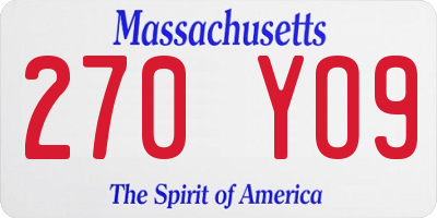 MA license plate 270YO9