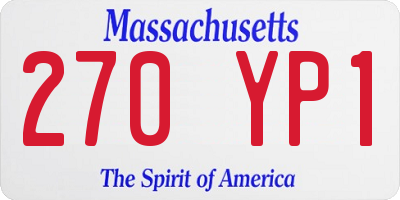 MA license plate 270YP1