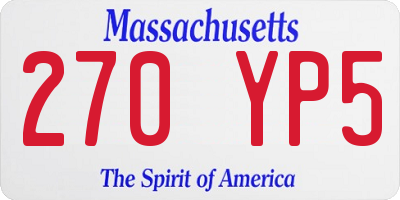 MA license plate 270YP5