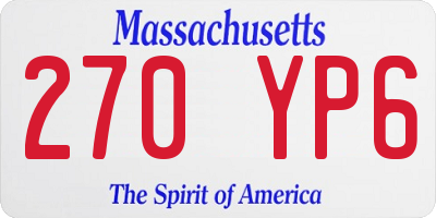 MA license plate 270YP6