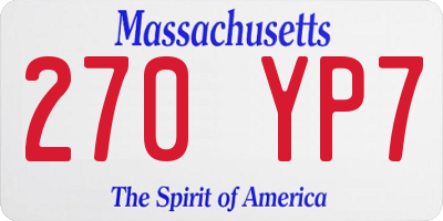 MA license plate 270YP7